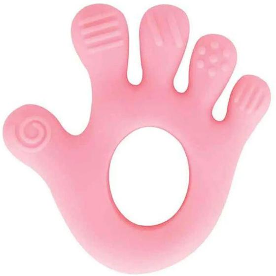 Imagem de Mordedor de Silicone com Textura Macia para Bebê Buba Mãozinha Rosa