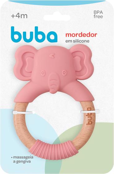 Imagem de Mordedor Elefante Em Silicone Rosa - Livre de BPA - Buba