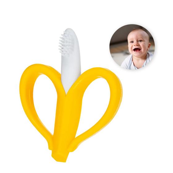 Imagem de Mordedor Infantil Banana Bebe Escova Massageadora Gengiva