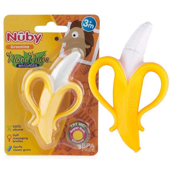 Imagem de Mordedor Massageador de Gengiva de Bebê Silicone com Alças Banana