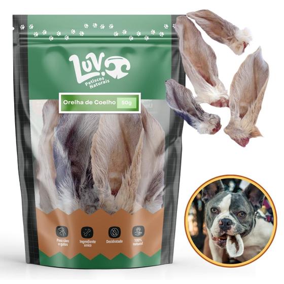 Imagem de Mordedor Natural para Cachorro Orelhas de Coelho 50g - 5 a 8 unid - Luv Petiscos