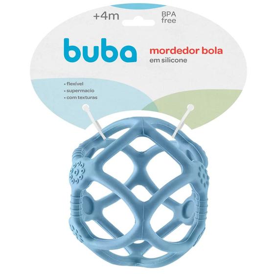 Imagem de Mordedor Silicone Bola Flexível Azul +4meses Buba