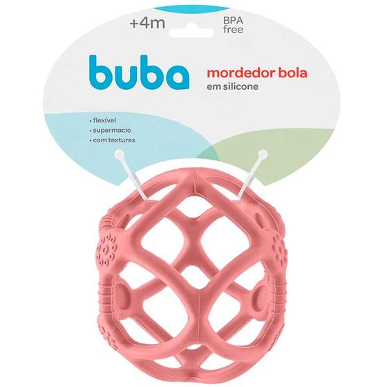 Imagem de Mordedor Silicone Bola Flexível Rosa +4meses Buba