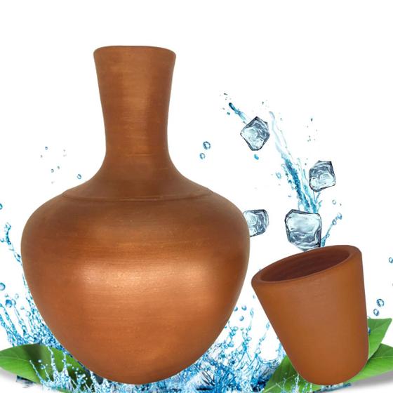 Imagem de moringa de água argila ceramica artesanal decoracao kit copo