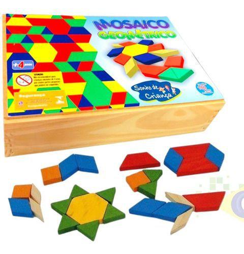 Mosaico Geométrico Jogo Interativo Educativo Madeira 100 Pçs - sonho de ...