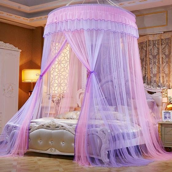 Imagem de Mosquiteiro Bed Canopy Mengersi Princess Elegant Lace Rou