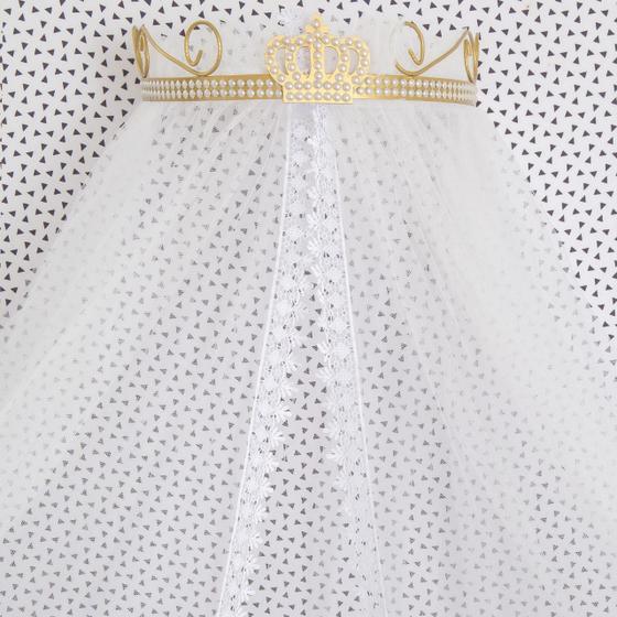 Imagem de Mosquiteiro Berco Bebe Com Dossel Rococo Coroa Dourado