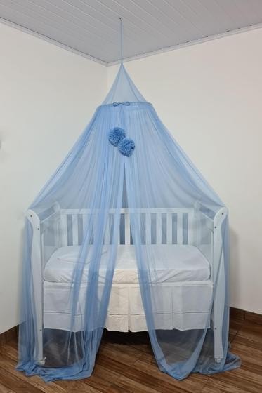 Imagem de Mosquiteiro Tenda Teto Cabana Dossel Microtule Para Berço Azul Bebê Serenity