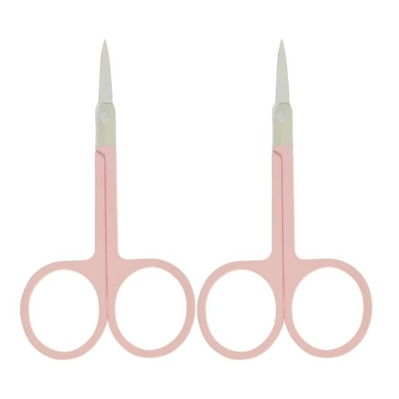 Imagem de Motanar 2pcs Ouro Prata Sobrancelha Tesoura Maquiagem Manicure Tesoura Unhas Cutícula Tesoura Sobrancelha Cílios Depilador Rosto Depilação Ferramentas (Rosa)