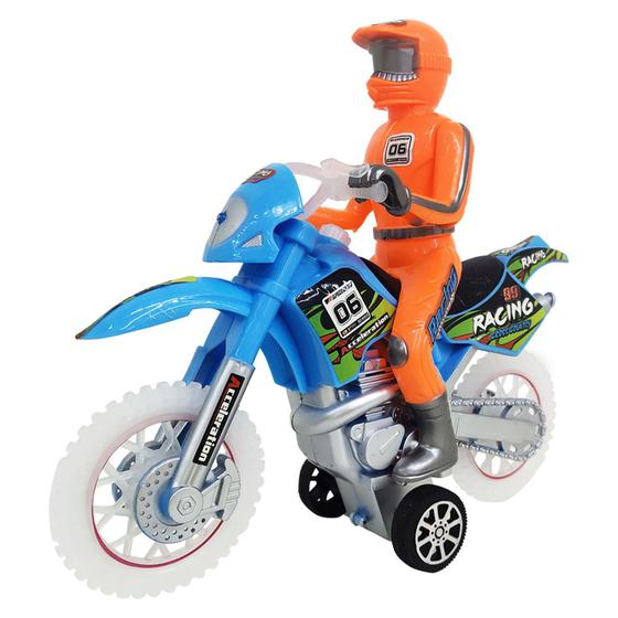 Imagem de Moto Com Fricção Luz E Som De Trilha Com Boneco - Dm Toys