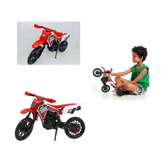 Imagem de Moto Cross De Brinquedo Grande Mega Realista Trilha Vermelha