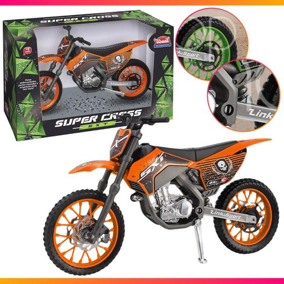 Imagem de Moto De Brinquedo Motocross Pneus Borracha Motinha Com Pezinho