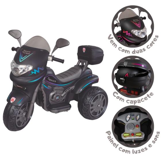 Imagem de Moto ElÉtrica Preta Sprint 12 V Infantil Com Capacete Biemme