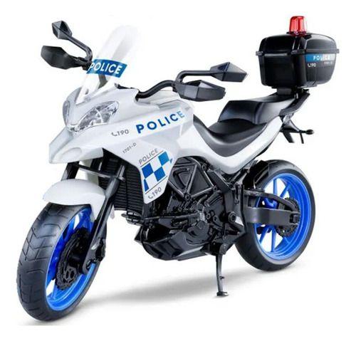 Imagem de Moto Polícia Brinquedo Infantil Super Realista - 26cm - Roma