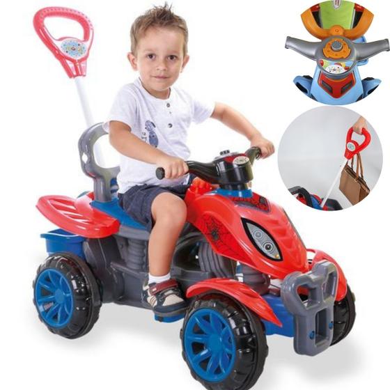Imagem de Motoca Quadriciclo Infantil com Empurrador Spider - Menino 