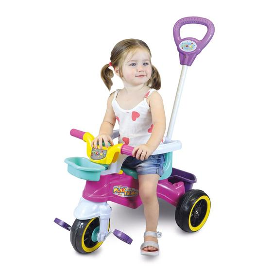 Imagem de Motoca Triciclo Play Trike Infantil Empurrador Rosa Menina