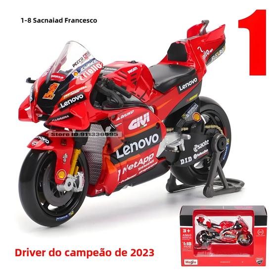 Maisto 1/18 Ducati Desmosedici GP23 - Team Lenovo 2023 - Bagnaia #1 - Modèle Moto