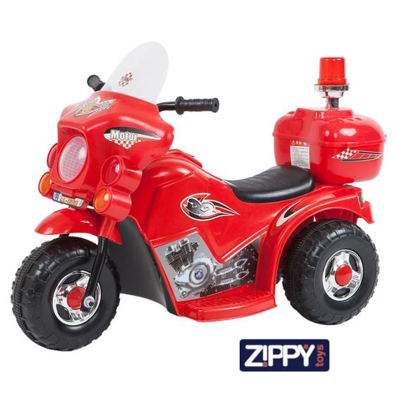 Imagem de Motocicleta Moto Elétrica Infantil Luz Sirene Polícia E Baú