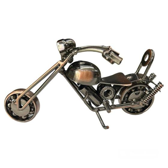 Imagem de Motocicleta Retro Miniatura em Metal de Decoração 15cm