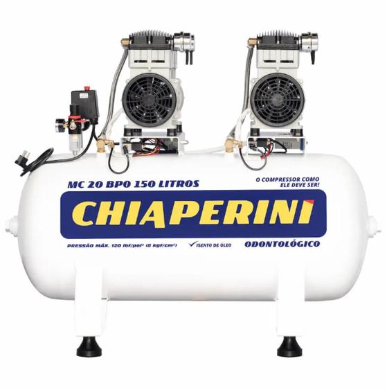 Imagem de Motocompressor Odontológico sem Óleo MC20 150L 021235 Chiaperini