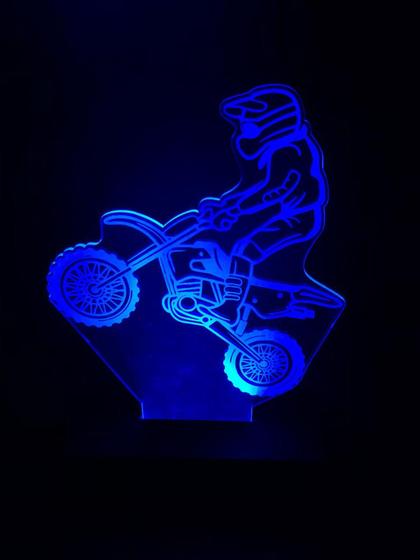 Imagem de Motocross, Luminaria Led 3d, Moto, Decoração, 16 Cores controle remoto