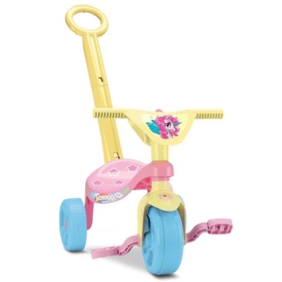 Imagem de Motoquinha Triciclo Infantil Unicórnio Rosa Haste Samba Toys