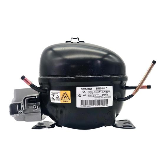 Imagem de Motor Compressor 1/6 Hp Em2S60Clp Gás R600 Embraco 110V