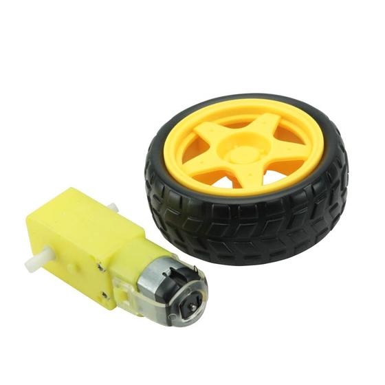 Imagem de Motor Dc 3-6v Com Caixa De Redução Eixo Duplo + Roda 68mm