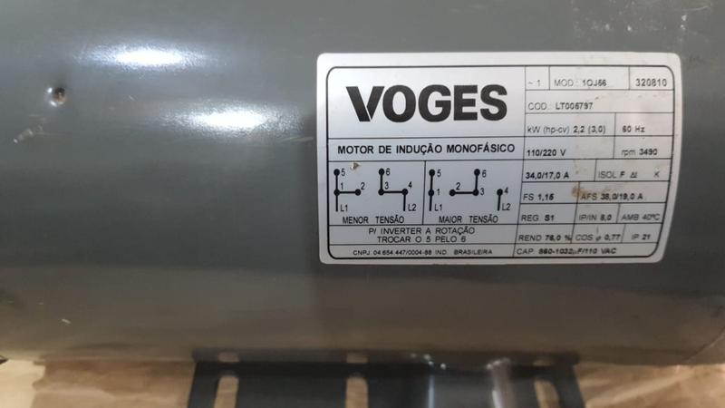 Motor elétrico monofásico 3CV Alta 110/220V - marca Voges Menor preço em Motor elétrico monofásico 3CV Alta 110/220V - marca Voges