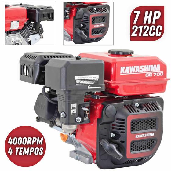 Imagem de Motor Estacionário Forte Kawashima GE700 7HP 4T 212cc À Gasolina Sem Embreagem Para Rabeta de Barco