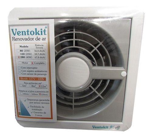 Imagem de Motor Exaustor Renovador Ar C 280 A 12m² Bivolt Ventokit Wdb