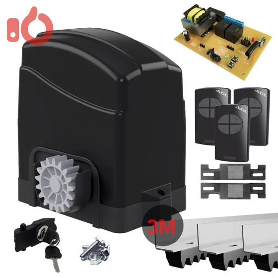 Imagem de Motor Portão Eletrônico Deslizante 300 Light 127V/220V Cremalheira Plástico 3 Metros e 3 Controles