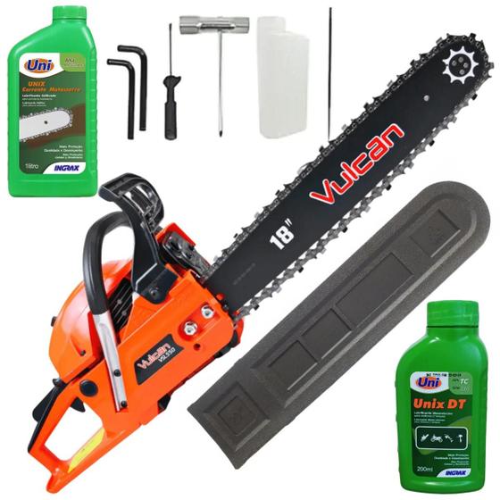 Imagem de Motosserra 55 cilindradas 3HP Para Lenha Usar no Sitio Kit com Oleo de corrente e Oleo 2 Tempos