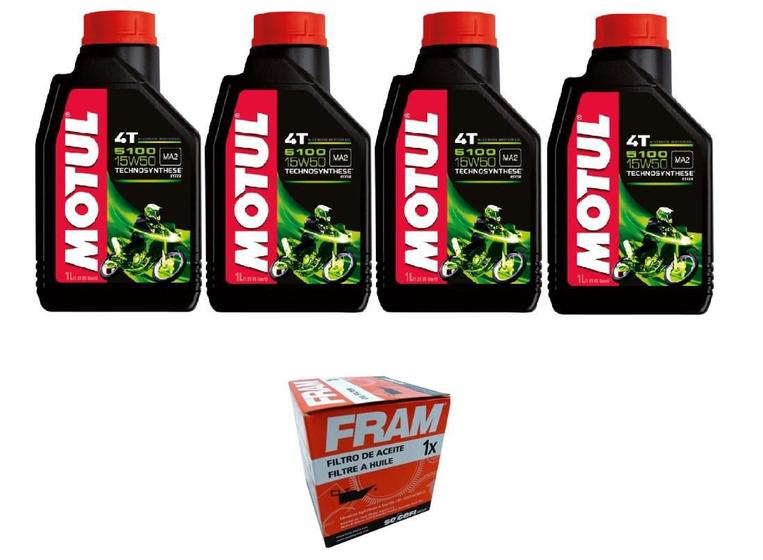 Imagem de Motul 5100 15W50 4L Semissintetico Sl + Filtro Fram Ph6017