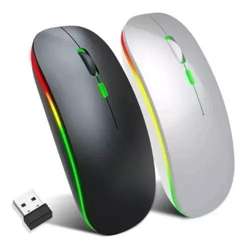 Imagem de Mouse 2 In 1 Sem Fio + Bluetooth Recarregável Led Rgb 2.4 Gh