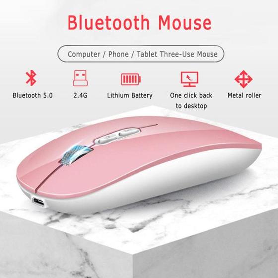 Imagem de Mouse Bluetooth Recarregável - Ergonômico para PC e Laptop - Conexão USB e Bluetooth 5.0