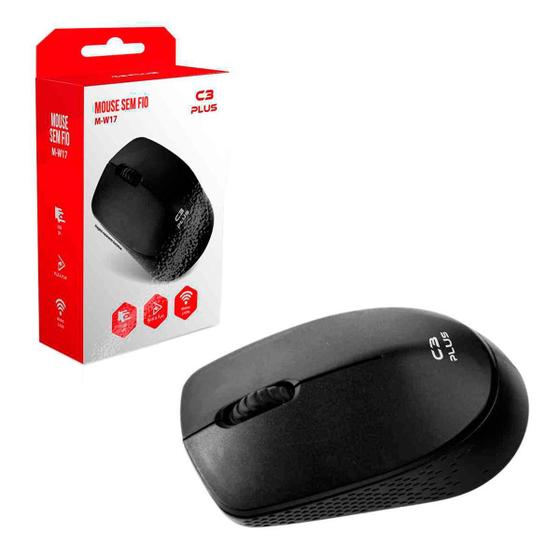 Imagem de Mouse C3Tech C3Plus M-W17Bk, Wireless, 1000 Dpi, Preto