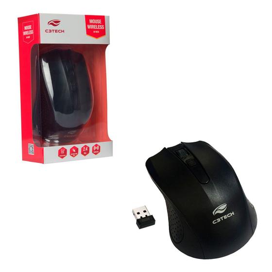 Imagem de Mouse C3Tech M-W20BK, Wireless, 1000 DPI, Preto