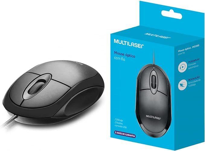 Imagem de Mouse Com Fio Multilaser Office 1200DPI MO300