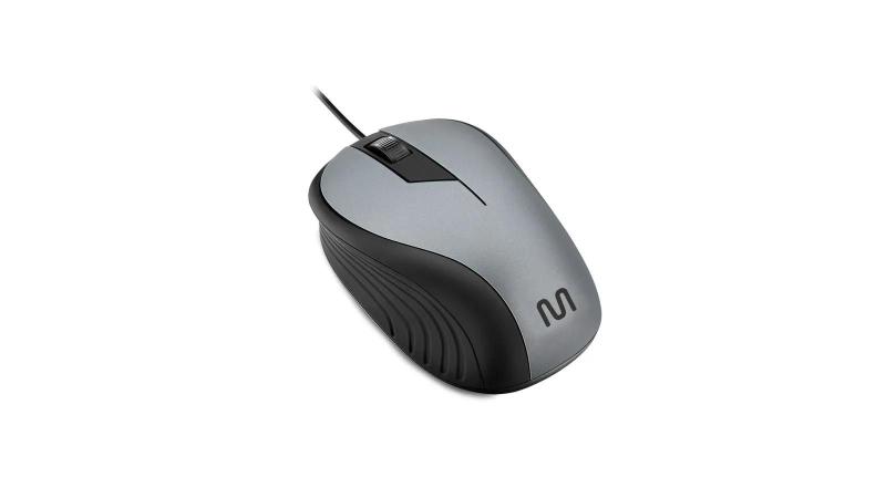 Imagem de Mouse Com Fio Textura Emborrachada Cinza - MO225