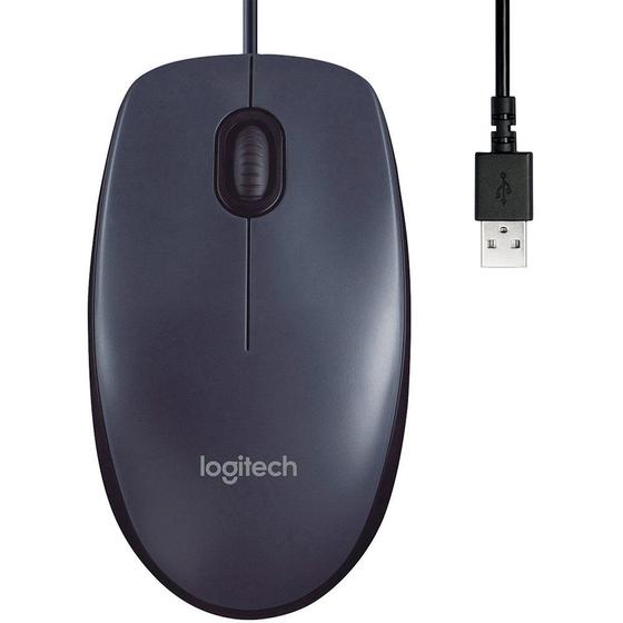 Imagem de Mouse Com Fio USB 1000dpi Cor Preto e Cinza M90 Logitech