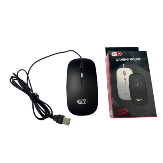 Imagem de Mouse com fio USB Branco / Preto para trabalho FY