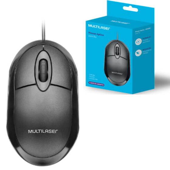 Imagem de Mouse com Fio USB Classic Box Óptico Preto Multilaser - MO300