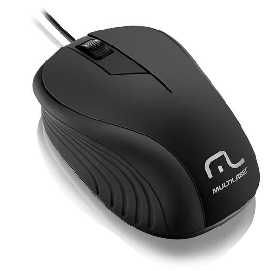 Imagem de Mouse Com Fio USB Emborrachado Preto MO222  Multilaser
