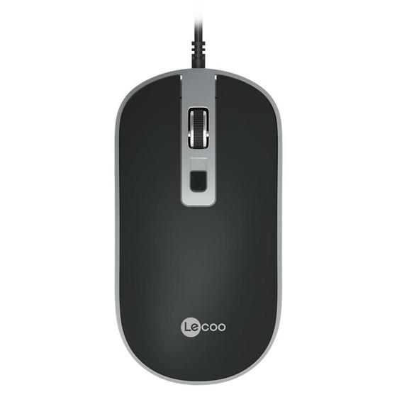 Imagem de Mouse com fio usb wired lecco by lenovo original profissional office scrool preto para computador e notebook ms104