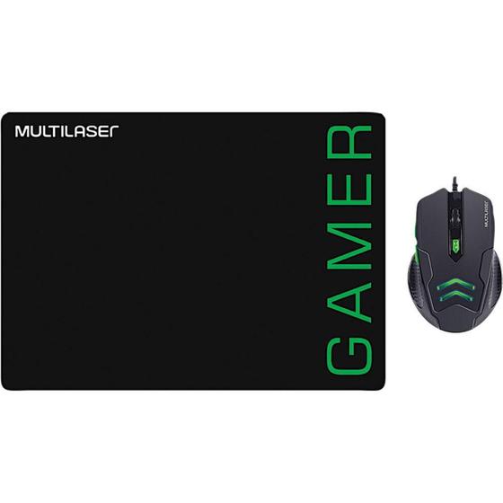 Imagem de Mouse com Mousepad Gamer USB Multilaser MO273 Verde