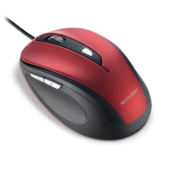 Imagem de Mouse Comfort 6 Botoes USB Vermelho e Preto Multilaser  MO243