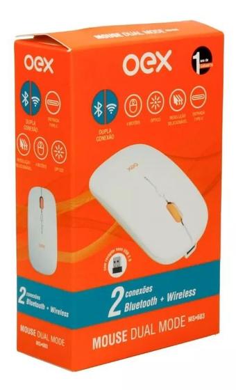 Imagem de Mouse Dual Mode Wifi e Bluetooth Oex Branco ms603
