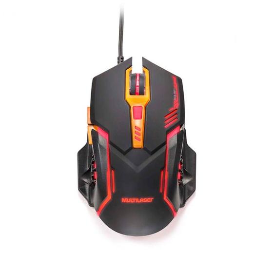 Imagem de Mouse gamer 2400dpi 6 botoes preto/laranja mo270