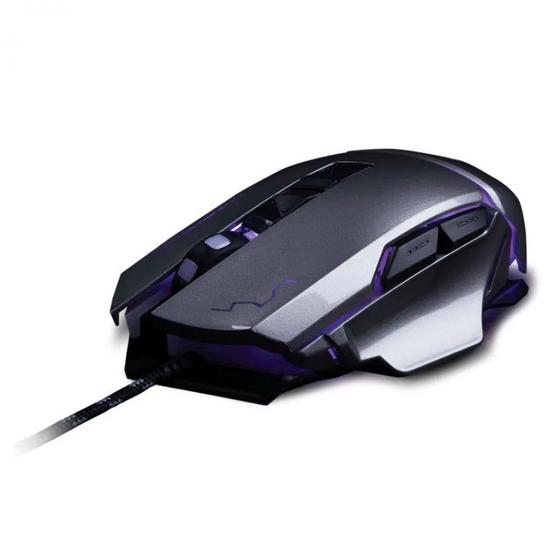 Mouse Usb Óptico Led 3200 Dpis Gamer Warrior Grafite Mo262 Multilaser